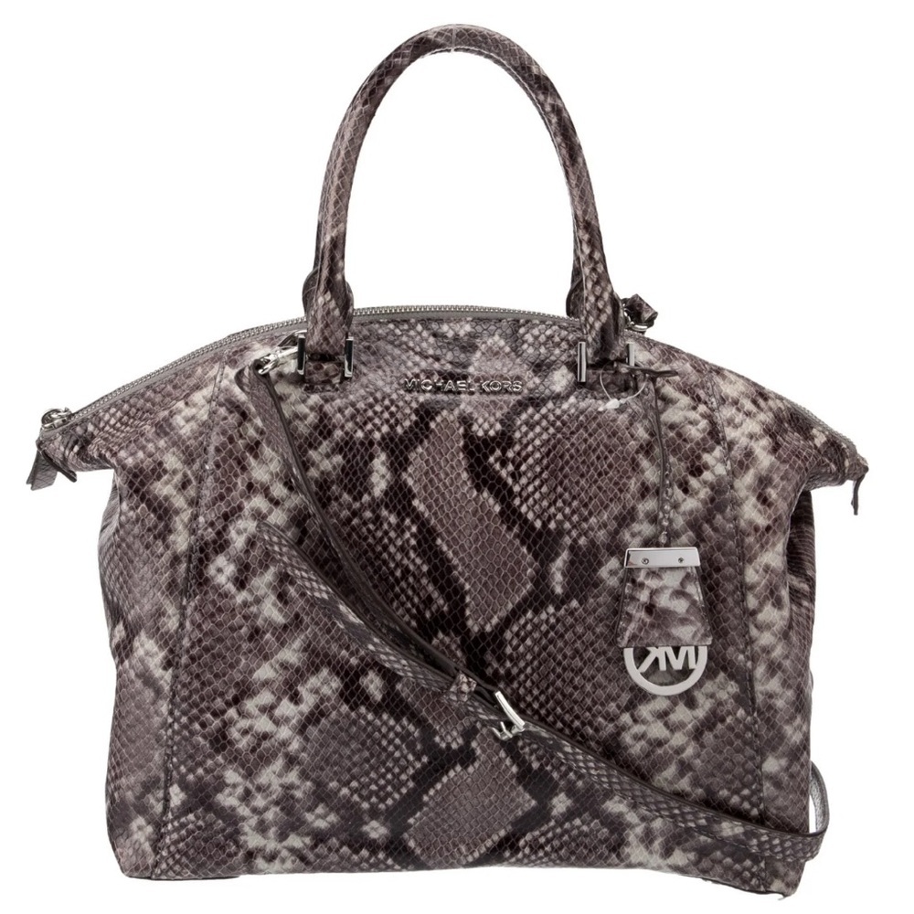 Michael Kors Riley Python Embossed Leather Satche… - image 1